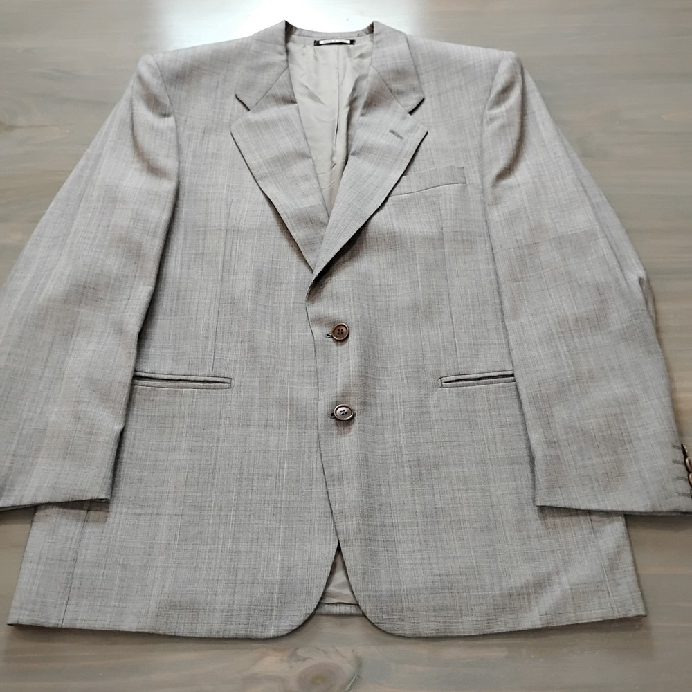 Reda Super 120s Wool Blazer 42R Gray Plaid Paolo Vista Italy Made 2 Button Suit